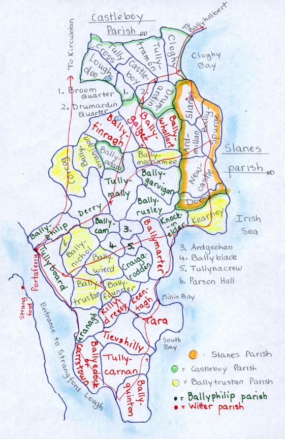 Castleboy, Slanes, Ballytrustan & Ballyphilip townlands